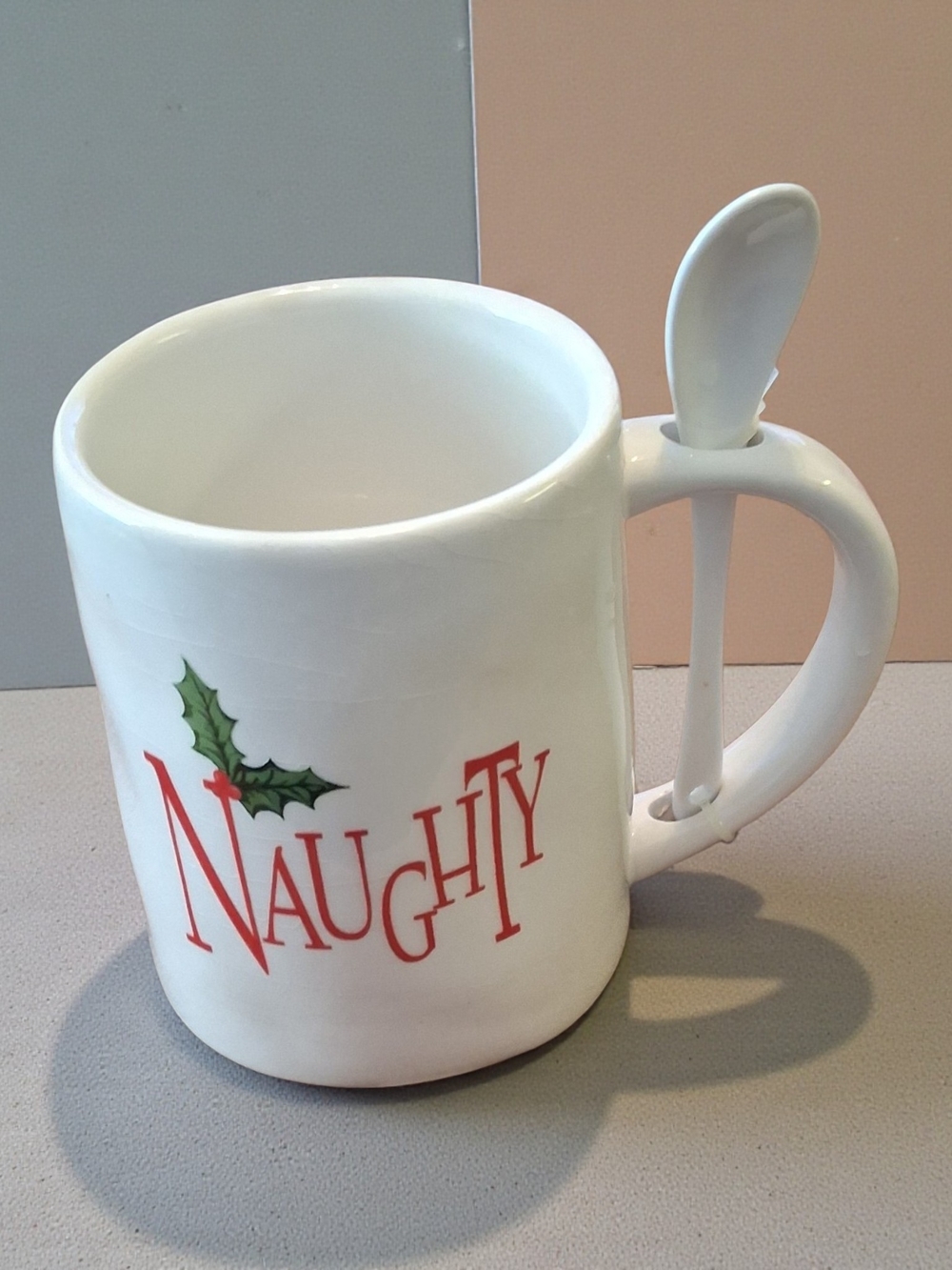 Arlington Designs "Naughty" Christmas Hot Chocolate Mug With Spoon